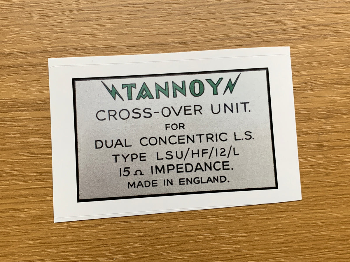 One TANNOY label for LSU/HF/12/L or LSU/HF/15/L for Reds & Silvers cro ...